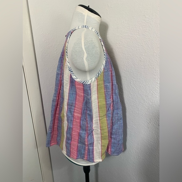 Anthropologie cotton blend multi-color striped sleeveless tank top blouse S - Picture 2 of 7